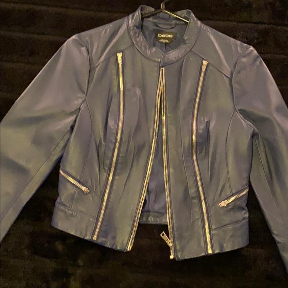 Blue leather jacket - Picture 3 of 7